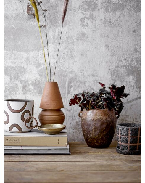 Pot de fleurs décoratif Avo blanc - D.12 x H.12 cm