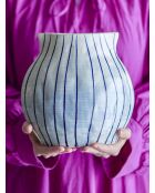 Blaue Vase Esra - L.21,5 x H.22 x L.13 cm
