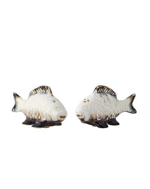Salière et poivrière Chase blanches - L.8,5 x H.4,5 x l.4 cm