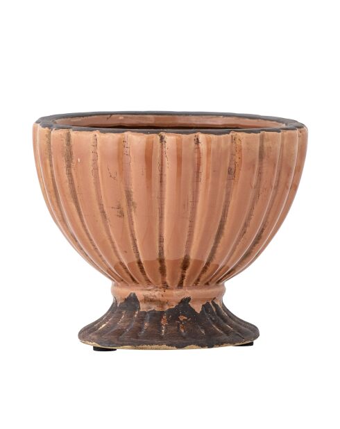 Pot de fleurs décoratif Mavis orange - D.15,5 x H.12 cm