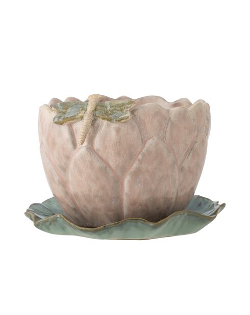 Pot de fleurs avec soucoupe Jaylee rose - D.18,5 x H.13,5 cm