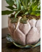 Pot de fleurs avec soucoupe Jaylee rose - D.18,5 x H.13,5 cm