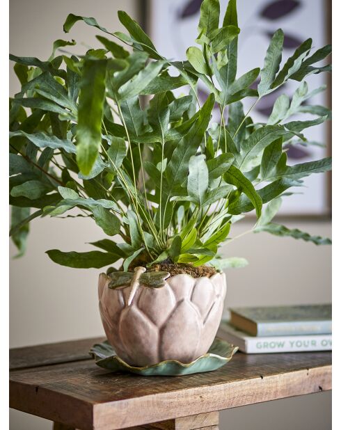 Pot de fleurs avec soucoupe Jaylee rose - D.18,5 x H.13,5 cm