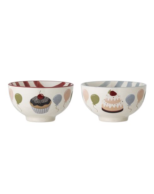 Set mit 2 mehrfarbigen Darby-Schalen - D.13,5 x H.7,5 cm
