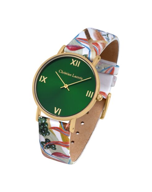 Montre Quartz Herbalism en cuir multicolore