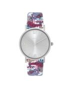 Belohorizonte Elorizonte Quartz horloge in wit, roze en blauw leer