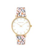 Montre Quartz Sunflowers à Charleston en cuir multicolore