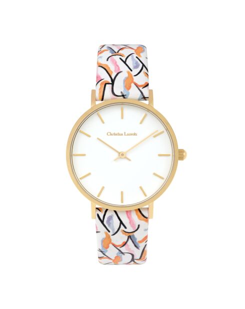 Montre Quartz Sunflowers à Charleston en cuir multicolore