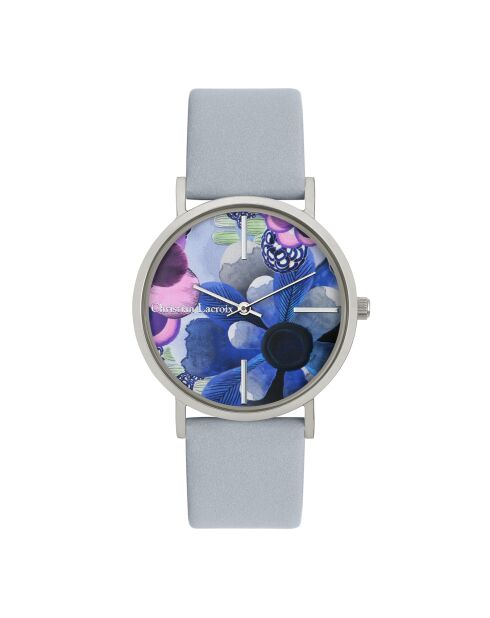 Summer Bloom Quarzuhr aus blauem Leder