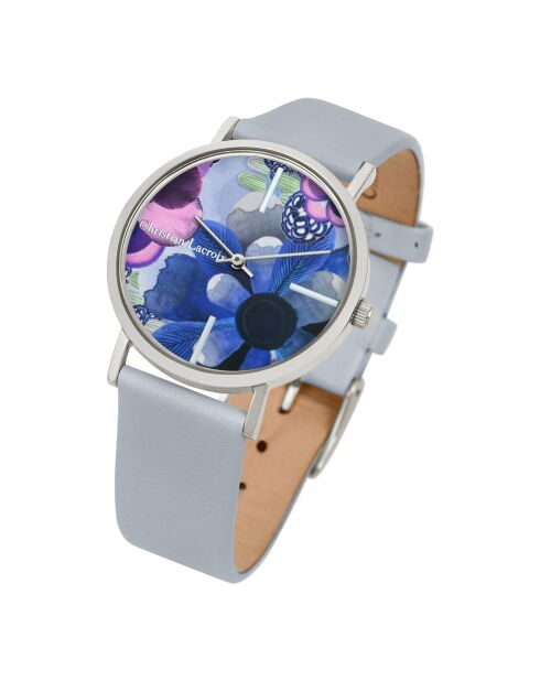Summer Bloom Quarzuhr aus blauem Leder