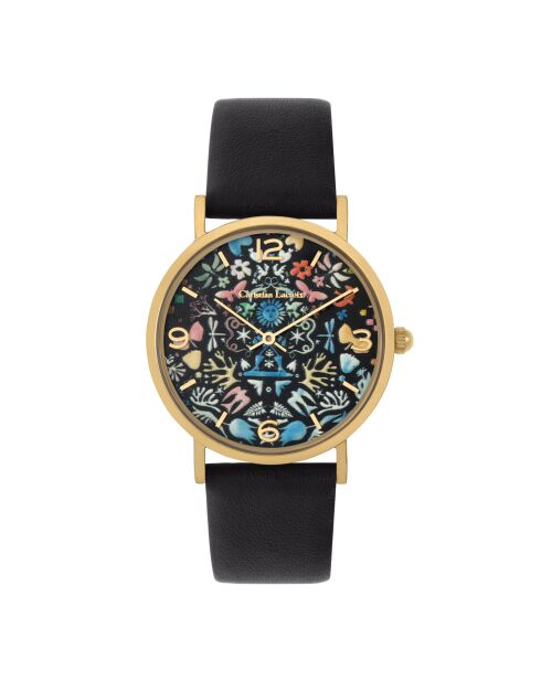 Quartz Reve by PAPIER schwarze Lederuhr