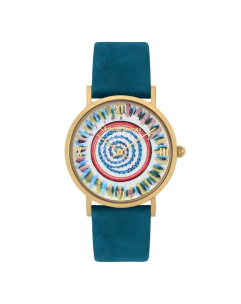Quartz Picnic türkisfarbene Lederuhr