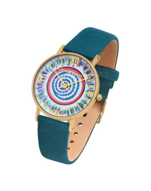 Quartz Picnic türkisfarbene Lederuhr