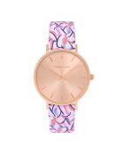 Montre Quartz Sunflowers à Charleston en cuir multicolore