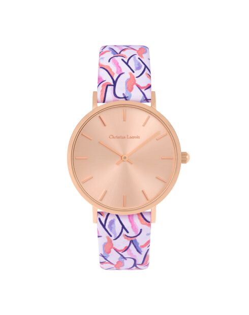 Montre Quartz Sunflowers à Charleston en cuir multicolore