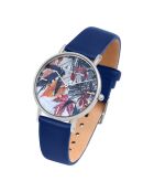 Fall'ing Love Quarzuhr aus marineblauem Leder