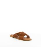 Mules Talia 6 en cuir camel