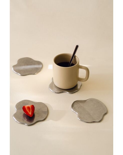 Lot de 4 sous-verres Plama aluminium - 0,4x10x10 cm