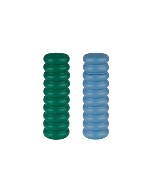 Set de 2 molinillos en madera maciza de haya Suli azul/verde - 18x6x6 cm