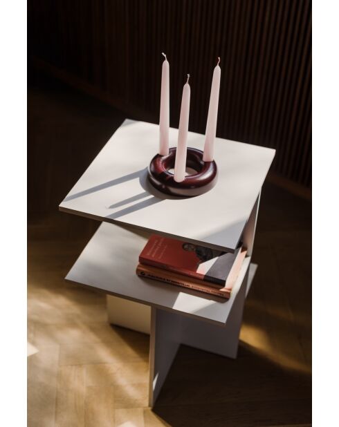 Table de chevet en mélamine Atik gris amande - 56.5x36x36 cm
