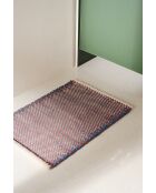 Deurmat van donkerblauw/terracotta en beige katoen - 70x50 cm