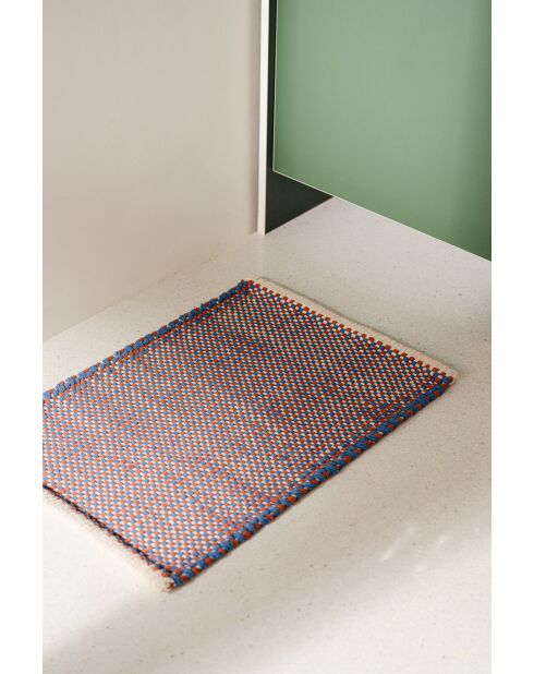 Dei Fußmatte aus Baumwolle, blau/terrakotta und beige, 70x50 cm