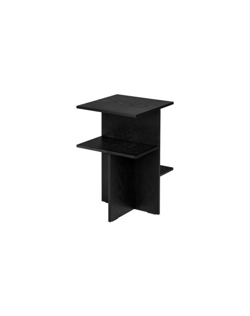 Mesita de noche Atik de melamina negra volcánica - 56,5x36x36 cm