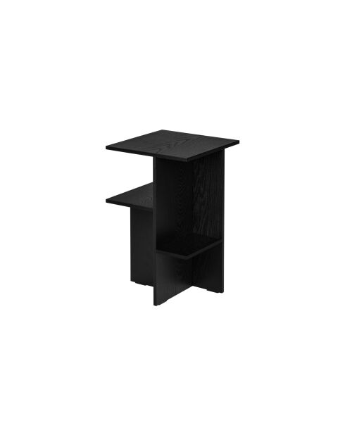 Mesita de noche Atik de melamina negra volcánica - 56,5x36x36 cm