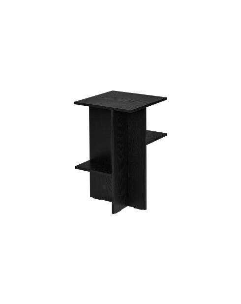 Mesita de noche Atik de melamina negra volcánica - 56,5x36x36 cm