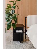 Mesita de noche Atik de melamina negra volcánica - 56,5x36x36 cm