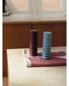 Set de 2 molinillos en madera maciza de haya Suli burdeos y azul - 18x6x6 cm