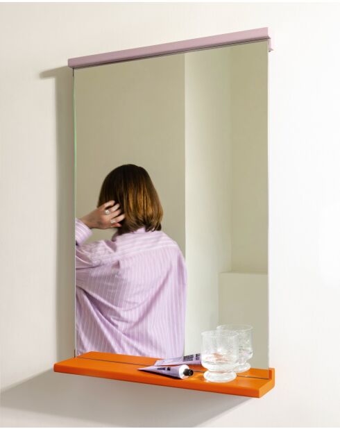 Miroir mural Lun écorce d'orange et violette pâle - 75x50cm