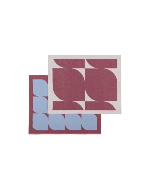2er-Set Abi Geschirrtücher aus Baumwolle rübenrot/himmelblau - 63x50 cm