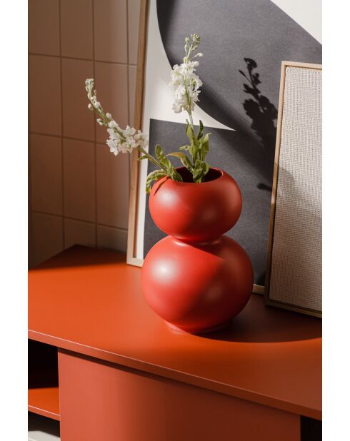 Tuga Mohnrote Keramikvase - 12x36 cm