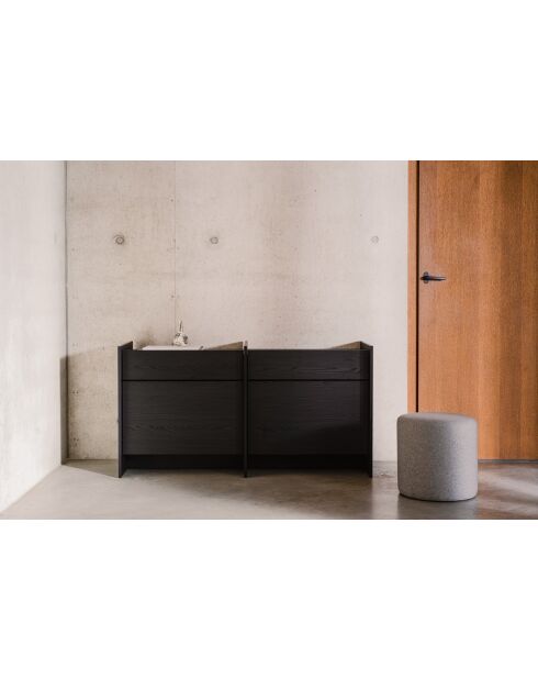 Buffet en mélamine Hido chêne noir - 76x146x51 cm