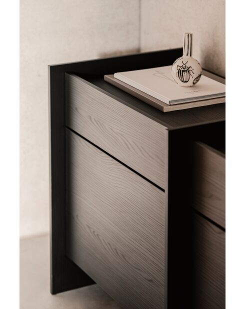 Buffet en mélamine Hido chêne noir - 76x146x51 cm