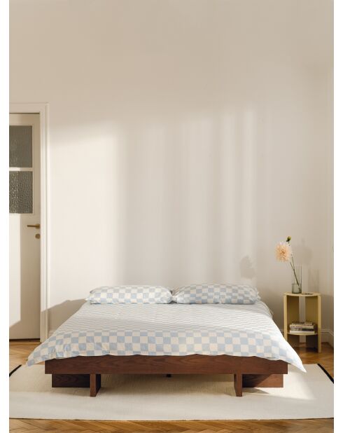 Housse de couette en coton Plu bleu ciel/blanc classique