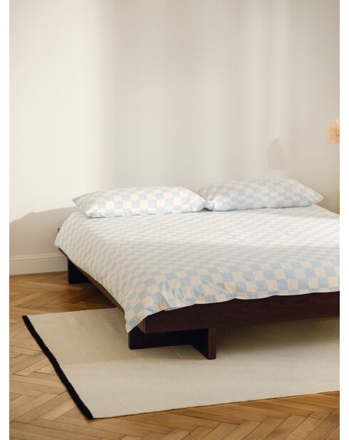 Housse de couette en coton Plu bleu ciel/blanc classique