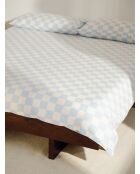 Housse de couette en coton Plu bleu ciel/blanc classique