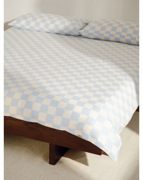 Housse de couette en coton Plu bleu ciel/blanc classique