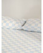 Housse de couette en coton Plu bleu ciel/blanc classique