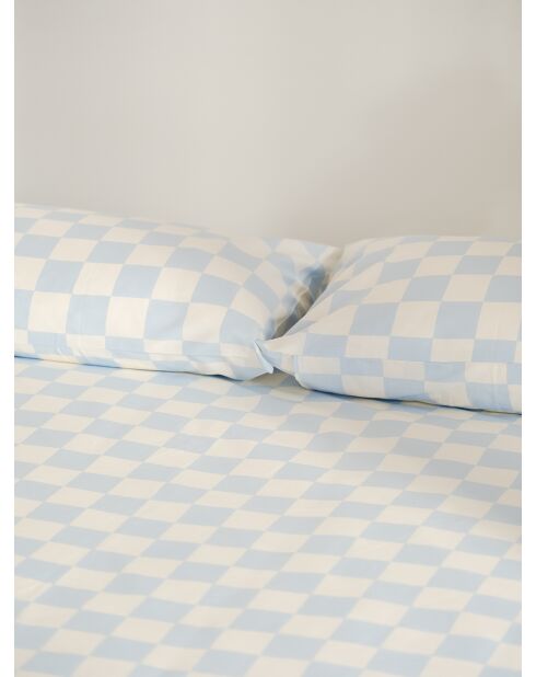 Housse de couette en coton Plu bleu ciel/blanc classique
