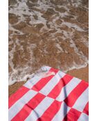Strandtuch aus Baumwolle hellblau und rot - 160x100 cm