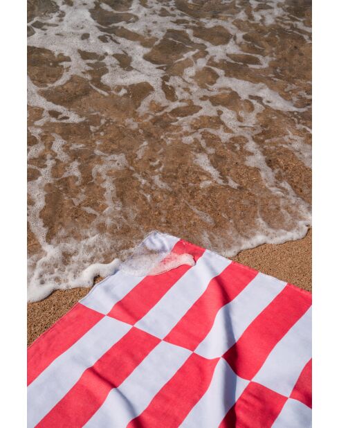 Telo da mare in cotone blu chiaro e rosso - 160x100 cm