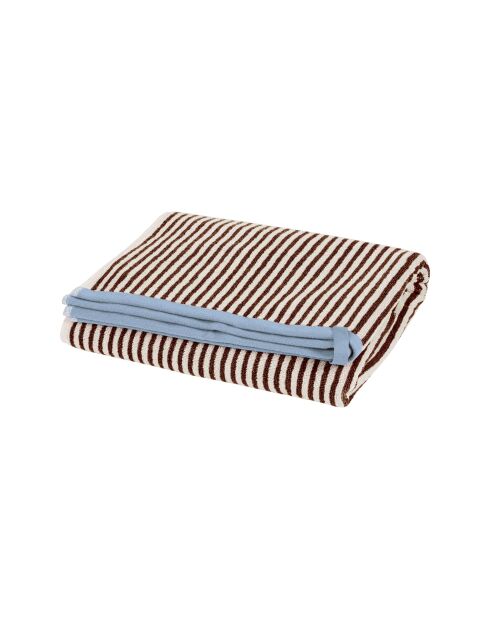 Asciugamano da bagno in cotone Gobo marrone cacao/strisce strette - 140x70 cm