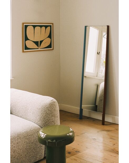 Miroir sur pied Lun rouge auburn et bleu givré - 166x49x4 cm
