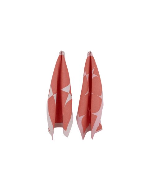 Set von 2 Abi Geschirrtüchern aus Baumwolle Terrakotta/Blumenrosa - 63x50 cm