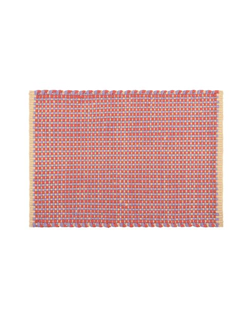 Dei terracotta/lila en gele katoenen deurmat - 70x50 cm