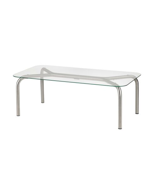 Mesita Uku de acero y cristal - 39x110x60 cm