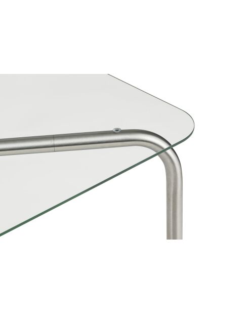 Mesita Uku de acero y cristal - 39x110x60 cm